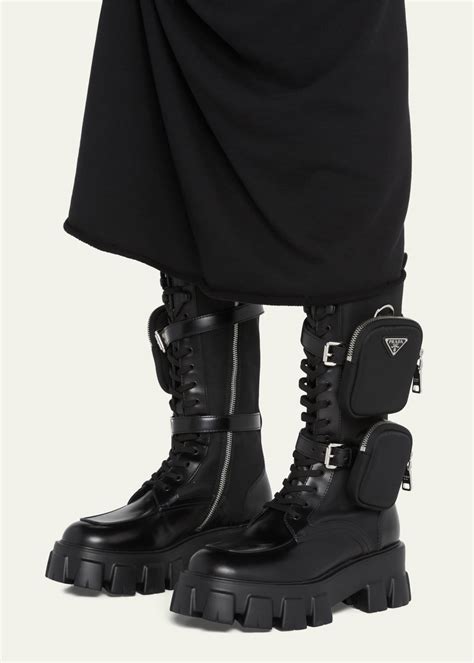 prada women's monolith combat boots|prada monolith gabardine.